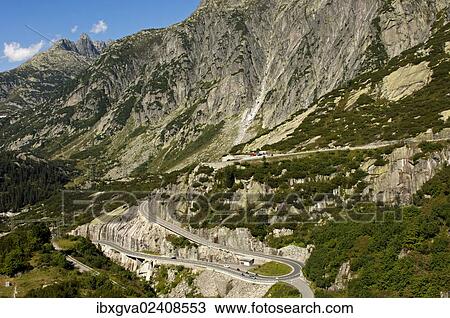 "Winding road, serpentines, section of the Grimsel Pass Road, Grimsel region, Switzerland, Europe" View Large Photo Image Stock Image - "Winding road, serpentines, section of the Grimsel Pass Road, Grimsel region, Switzerland, Europe". Fotosearch