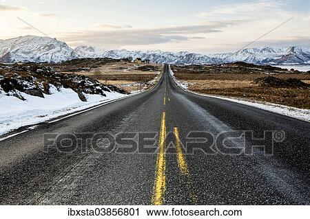 "Winter landscape with the European route E10, Lofoten, Norway, Europe" View Large Photo Image Stock Image - "Winter landscape with the European route E10, Lofoten, Norway, Europe". Fotosearch