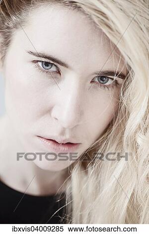 Stock Photography - "Woman with long blond hair, portrait". Fotosearch
