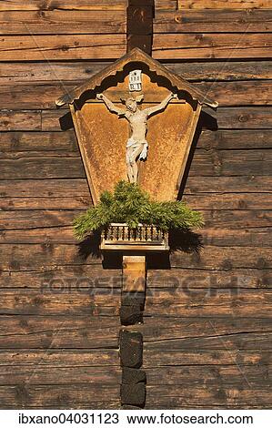 "Wooden cross, shrine, decorated with mountain pine, Nonsalm, Weerberg, Tyrol, Austria, Europe" View Large Photo Image Stock Image - "Wooden cross, shrine, decorated with mountain pine, Nonsalm, Weerberg, Tyrol, Austria, Europe". Fotosearch