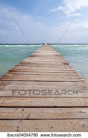 Stock Image - "Wooden jetty, Majorca, Balearic Islands, Spain, Europe". Fotosearch