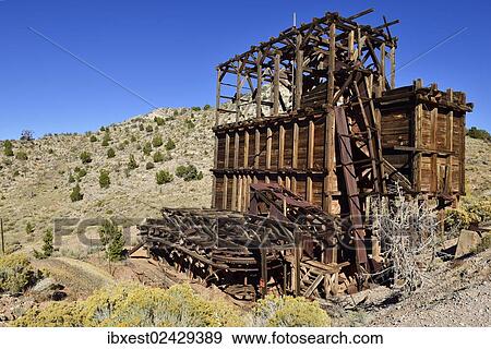 "Wooden mining ruins in the historic silver mining town of Pioche, Nevada, USA, North America, PublicGround" View Large Photo Image Stock Photo - "Wooden mining ruins in the historic silver mining town of Pioche, Nevada, USA, North America, PublicGround". Fotosearch