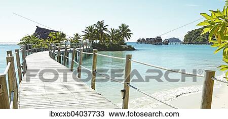 "Wooden walkway to overwater bungalows in the sea, the South Seas, Malolo Island, Mamanuca Islands, Fiji, Oceania" View Large Photo Image Stock Image - "Wooden walkway to overwater bungalows in the sea, the South Seas, Malolo Island, Mamanuca Islands, Fiji, Oceania". Fotosearch