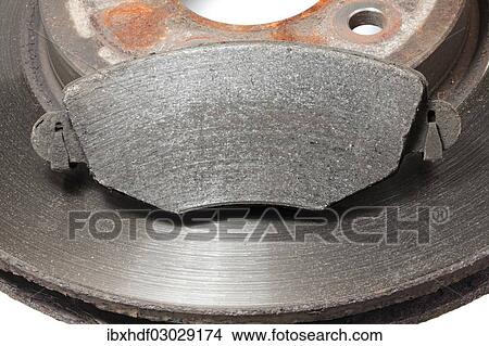 "Worn brake disc with grooves from the brake pad, brake shoe, part of the disc brake of a car" View Large Photo Image Picture - "Worn brake disc with grooves from the brake pad, brake shoe, part of the disc brake of a car". Fotosearch