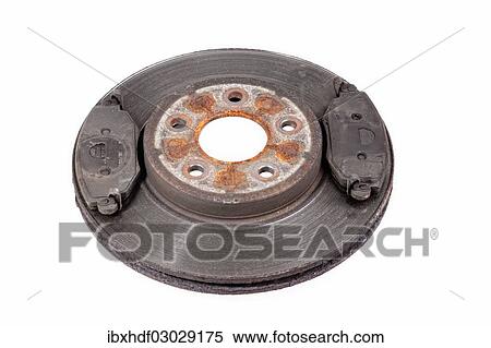 "Worn brake disc with grooves from the brake pad, brake shoe, part of the disc brake of a car" View Large Photo Image Stock Photography - "Worn brake disc with grooves from the brake pad, brake shoe, part of the disc brake of a car". Fotosearch
