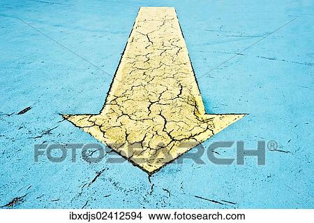 Yellow arrow on blue asphalt View Large Photo Image Picture - Yellow arrow on blue asphalt. Fotosearch
