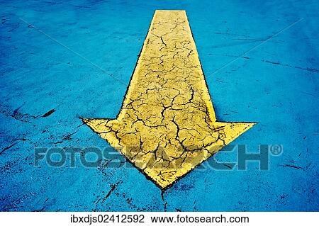 Yellow arrow on blue asphalt View Large Photo Image Stock Image - Yellow arrow on blue asphalt. Fotosearch