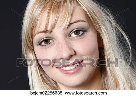 "Young, blonde woman, 19 years, portrait" View Large Photo Image Stock Photo - "Young, blonde woman, 19 years, portrait". Fotosearch