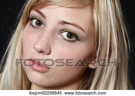 "Young, blonde woman, 19 years, portrait" View Large Photo Image Stock Photography - "Young, blonde woman, 19 years, portrait". Fotosearch