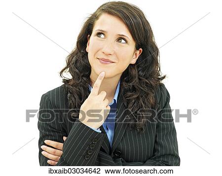 "Young businesswoman, pensive, concentrated" View Large Photo Image Stock Image - "Young businesswoman, pensive, concentrated". Fotosearch