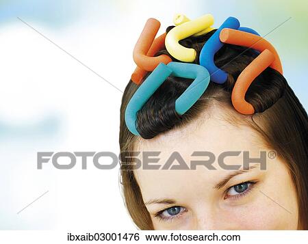 Young girl with soft-curl papillotes in her hair View Large Photo Image Stock Photograph - Young girl with soft-curl papillotes in her hair. Fotosearch