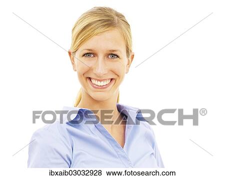 Stock Photo - "Young woman, happy, laughing, beaming". Fotosearch
