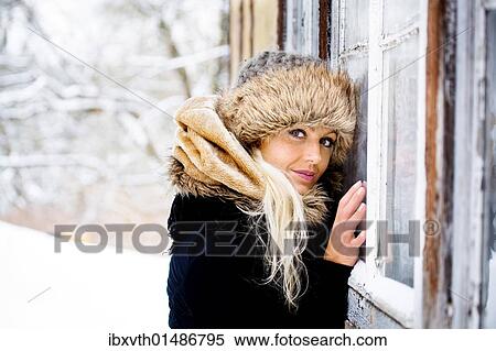 "Young woman in winter, portrait" View Large Photo Image Stock Photography - "Young woman in winter, portrait". Fotosearch