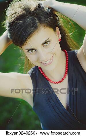 "Young woman, portrait, outdoors" View Large Photo Image Stock Photo - "Young woman, portrait, outdoors". Fotosearch