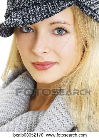 "Young woman wearing a gray hat, portrait" View Large Photo Image Stock Image - "Young woman wearing a gray hat, portrait". Fotosearch
