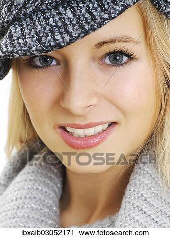 "Young woman wearing a gray hat, portrait" View Large Photo Image Stock Image - "Young woman wearing a gray hat, portrait". Fotosearch