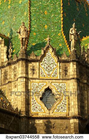 "Zsolnay tiled roof, Museum of Applied Arts, designed by Lechner Odon, Secession, Art Nouveau, Budapest, Hungary, Europe" View Large Photo Image Stock Photo - "Zsolnay tiled roof, Museum of Applied Arts, designed by Lechner Odon, Secession, Art Nouveau, Budapest, Hungary, Europe". Fotosearch