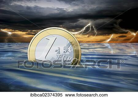 1 euro coin sinking in the sea during a thunderstorm View Large Photo Image Stock Photography - 1 euro coin sinking in the sea during a thunderstorm. Fotosearch