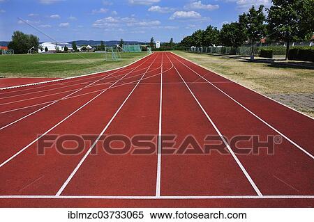 "100-metre running track at a sports field, Eckental, Middle Franconia, Bavaria, Germany, Europe" View Large Photo Image Stock Photography - "100-metre running track at a sports field, Eckental, Middle Franconia, Bavaria, Germany, Europe". Fotosearch
