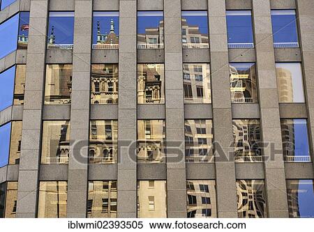 Stock Photography - "111 Sutter skyscraper reflected in the McKesson Plaza high-rise building, San Francisco, California, United States of America, USA, PublicGround". Fotosearch