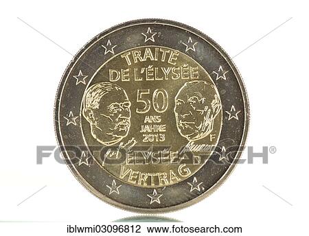 "2013 commemorative coin, 50 years of the Elysee Treaty, Adenauer and De Gaulle, Stuttgart Mint F, rear, 2-euro coin" View Large Photo Image Stock Image - "2013 commemorative coin, 50 years of the Elysee Treaty, Adenauer and De Gaulle, Stuttgart Mint F, rear, 2-euro coin". Fotosearch