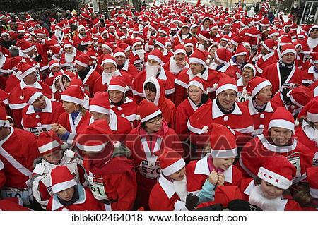 Stock Photo - "4th Michendorf Santa Run, Europe's biggest Santa Run, Michendorf, Brandenburg, Germany, Europe". Fotosearch