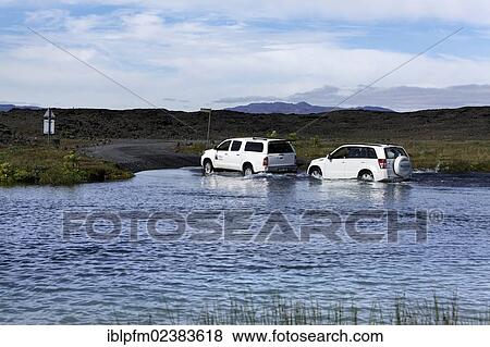 "4WD stuck in the Lindaa river, highlands, Iceland, Europe" View Large Photo Image Stock Photo - "4WD stuck in the Lindaa river, highlands, Iceland, Europe". Fotosearch