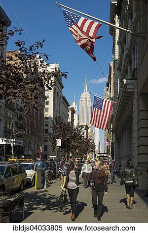 Stock Photography - "5th Avenue and Empire State Building, Manhattan, New York City, New York, United States, North America". Fotosearch