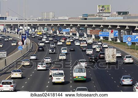 6-lane traffic on Sheikh Zayed Road, United Arab Emirates, Middle East, Asia View Large Photo Image Picture - 6-lane traffic on Sheikh Zayed Road, United Arab Emirates, Middle East, Asia. Fotosearch