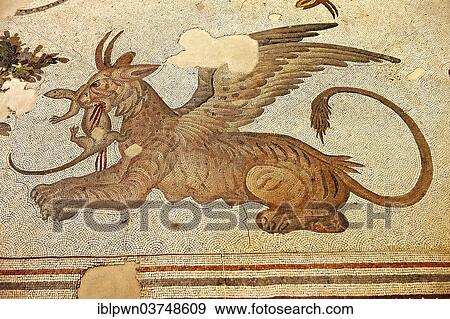 "6th century Byzantine Roman mosaic of a mythical griffin, from the peristyle of the Great Palace from the reign of Emperor Justinian I, UNESCO World Heritage Site, Istanbul, Turkey, Asia" View Large Photo Image Stock Photo - "6th century Byzantine Roman mosaic of a mythical griffin, from the peristyle of the Great Palace from the reign of Emperor Justinian I, UNESCO World Heritage Site, Istanbul, Turkey, Asia". Fotosearch