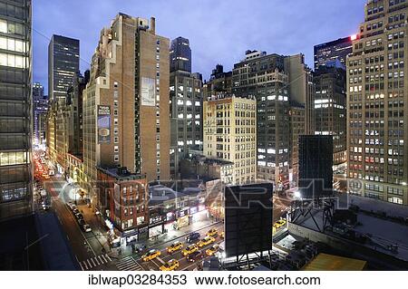 "8th Avenue at night, Manhattan skyline, Manhattan, New York City, New York, United States, North America" View Large Photo Image Stock Image - "8th Avenue at night, Manhattan skyline, Manhattan, New York City, New York, United States, North America". Fotosearch