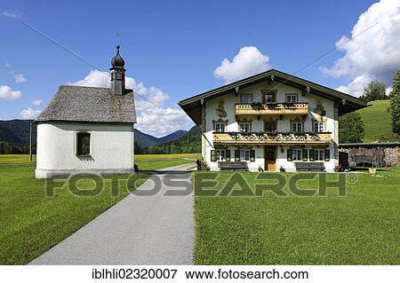 "A chapel and a farmhouse, 18th century, Jachenau, Isarwinkel region, Upper Bavaria, Bavaria, Germany, Europe" View Large Photo Image Stock Photo - "A chapel and a farmhouse, 18th century, Jachenau, Isarwinkel region, Upper Bavaria, Bavaria, Germany, Europe". Fotosearch