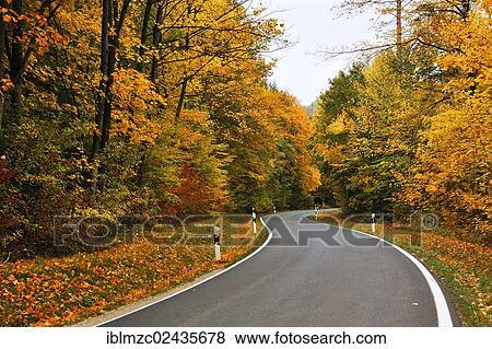 "A country road leading through colourful mixed woodland in autumn, Rotenberg, Franconian Switzerland, Middle Franconia, Bavaria, Germany, Europe" View Large Photo Image Stock Photo - "A country road leading through colourful mixed woodland in autumn, Rotenberg, Franconian Switzerland, Middle Franconia, Bavaria, Germany, Europe". Fotosearch