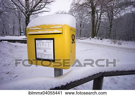 "A Deutsche Post mail box in the snow, Germany, Europe" View Large Photo Image Stock Image - "A Deutsche Post mail box in the snow, Germany, Europe". Fotosearch
