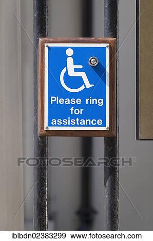 Stock Photo - "A door bell for wheelchair users, United Kingdom, Europe". Fotosearch