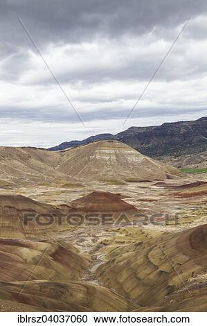 Stock Image - "A hill of the Painted Hills, John Deer Fossil Beds, Oregon, United States, North America". Fotosearch