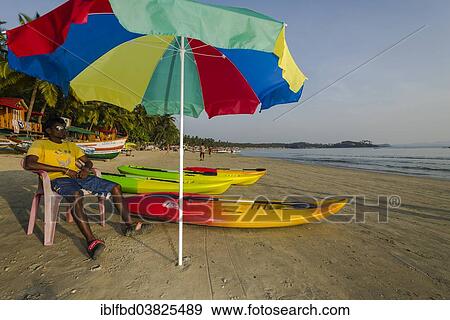 Stock Photo - "A live guard is watching Palolem Beach, Canacona, Goa, India, Asia". Fotosearch