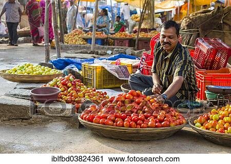 "A man is selling tomatoes at the weekly vegetable market, Nasik, Maharashtra, India, Asia" View Large Photo Image Stock Image - "A man is selling tomatoes at the weekly vegetable market, Nasik, Maharashtra, India, Asia". Fotosearch