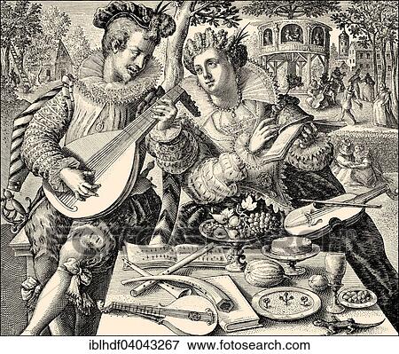 Stock Photo - "A pair of lovers making music, 16th century, historical illustration, Germany, Europe". Fotosearch