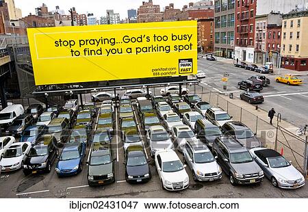 "A private parking lot with a billboard in Chelsea, New York City, USA" View Large Photo Image Stock Photo - "A private parking lot with a billboard in Chelsea, New York City, USA". Fotosearch