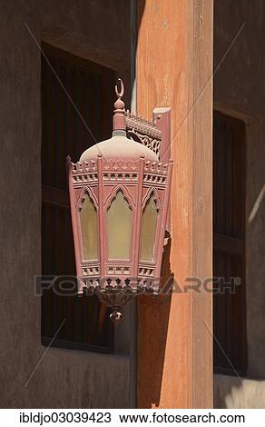 Stock Image - "A red lantern in the old souq, Emirate of Dubai, United Arab Emirates, Asia". Fotosearch