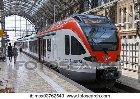 "A regional train of the RMV pulling into the main station, Frankfurt am Main, Hesse, Germany, Europe" View Large Photo Image Stock Photo - "A regional train of the RMV pulling into the main station, Frankfurt am Main, Hesse, Germany, Europe". Fotosearch