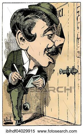 "A reporter, personified as Jasmin-Hector Reporter, political caricature, 1882, by Alphonse Hector Colomb pseudonym B. Moloch, a French caricaturist" View Large Photo Image Stock Photography - "A reporter, personified as Jasmin-Hector Reporter, political caricature, 1882, by Alphonse Hector Colomb pseudonym B. Moloch, a French caricaturist". Fotosearch