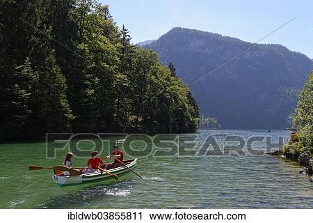 "A rowing boat on lake Konigssee, Berchtesgadener Land district, Upper Bavaria, Bavaria, Germany, Europe" View Large Photo Image Stock Image - "A rowing boat on lake Konigssee, Berchtesgadener Land district, Upper Bavaria, Bavaria, Germany, Europe". Fotosearch