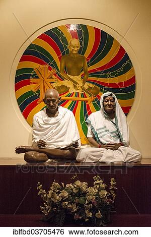 Stock Photograph - "A sculpture of Mahatma Gandhi and his wife Kasturba in the Gandhi Memorial Museum, New Delhi, Delhi, India, Asia". Fotosearch