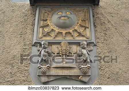 "A sun relief and a brewery relief from 1926 of the former Ruppaner Brewery, on the facade of the Untere Sonne Restaurant, Konstanz, Baden-Wurttemberg, Germany, Europe" View Large Photo Image Stock Image - "A sun relief and a brewery relief from 1926 of the former Ruppaner Brewery, on the facade of the Untere Sonne Restaurant, Konstanz, Baden-Wurttemberg, Germany, Europe". Fotosearch