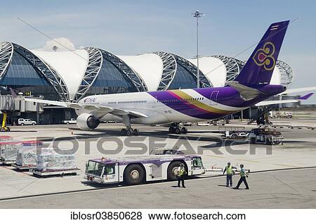 "A Thai Airways aircraft at Bangkok International Suvarnabhumi Airport, Bangkok, Thailand, Asia" View Large Photo Image Stock Photo - "A Thai Airways aircraft at Bangkok International Suvarnabhumi Airport, Bangkok, Thailand, Asia". Fotosearch