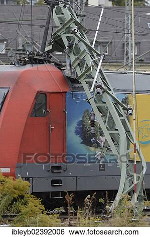 Stock Photograph - "A train at Stuttgart central station derailed and tore down the overhead contact line which fell on the locomotive, Stuttgart, Baden-Wuerttemberg, Germany, Europe". Fotosearch