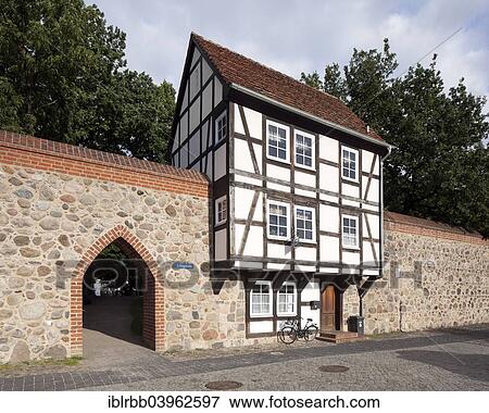 Stock Photo - "A Wiek House along the medieval city wall, Neubrandenburg, Mecklenburg-Western Pomerania, Germany, Europe". Fotosearch
