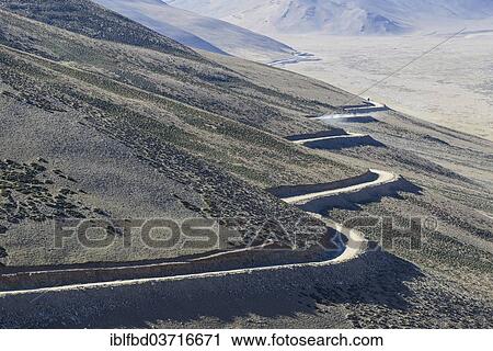 "A winding road leading up to Taglang La, 5. 325 m, the highest pass on the Manali-Leh Highway, Rumtse, Ladakh, Jammu and Kashmir, India, Asia" View Large Photo Image Stock Image - "A winding road leading up to Taglang La, 5. 325 m, the highest pass on the Manali-Leh Highway, Rumtse, Ladakh, Jammu and Kashmir, India, Asia". Fotosearch